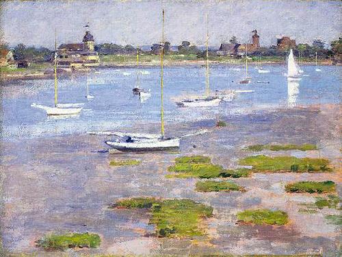Theodore Robinson Theodore Robinson, Low Tide Riverside Yacht Club China oil painting art